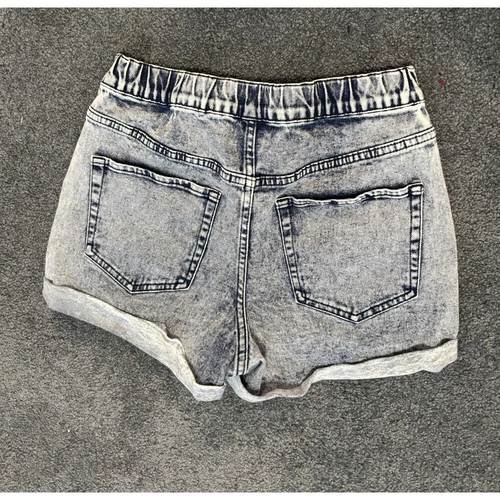 Wild Fable Acid Wash Denim Shorts Size XS - Elastic Waistband Large Pockets